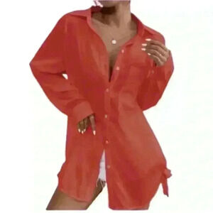 Large orange  button shirt